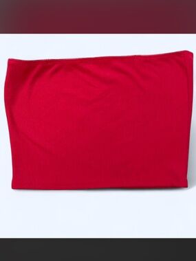 Rebellious Dreamer Red small ribbed tube crop top with white trim in front